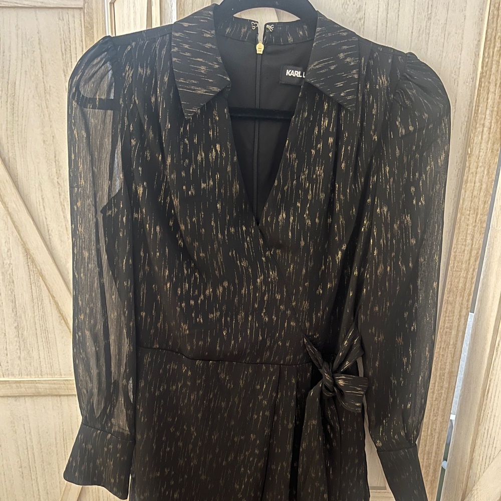 Karl Lagerfield gold foil mini dress